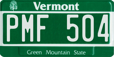 VT license plate PMF504