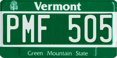 VT license plate PMF505