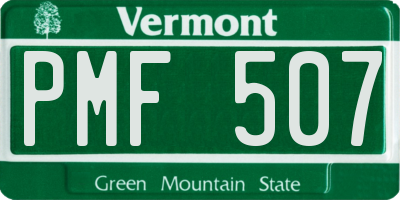 VT license plate PMF507