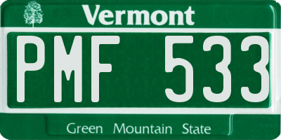 VT license plate PMF533