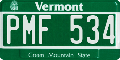 VT license plate PMF534