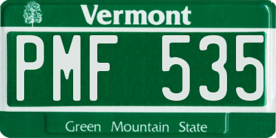 VT license plate PMF535