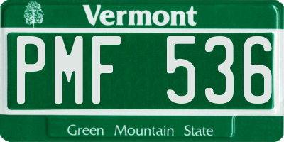 VT license plate PMF536