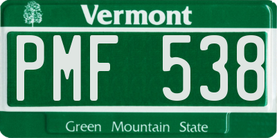 VT license plate PMF538