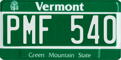 VT license plate PMF540