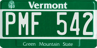 VT license plate PMF542