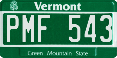 VT license plate PMF543