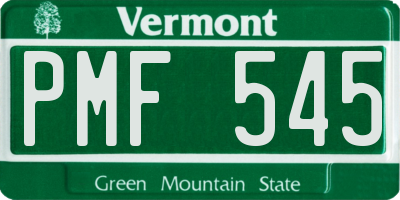 VT license plate PMF545