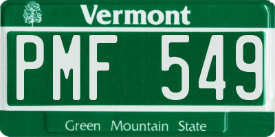 VT license plate PMF549
