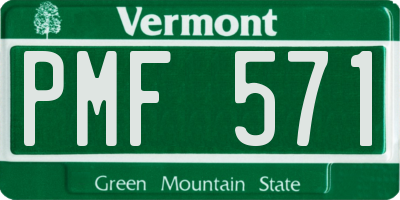 VT license plate PMF571