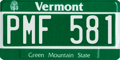 VT license plate PMF581