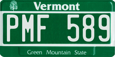 VT license plate PMF589