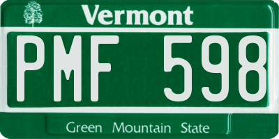VT license plate PMF598