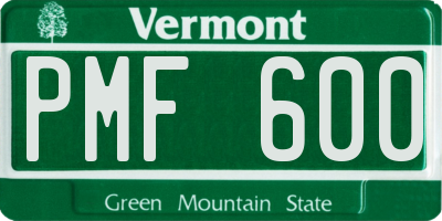 VT license plate PMF600