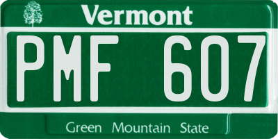 VT license plate PMF607
