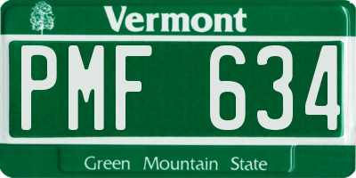 VT license plate PMF634