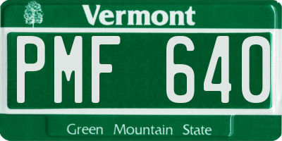 VT license plate PMF640