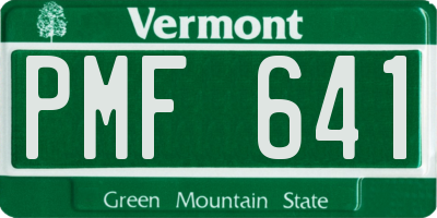 VT license plate PMF641