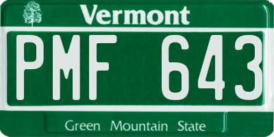 VT license plate PMF643