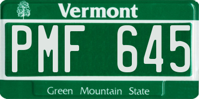 VT license plate PMF645