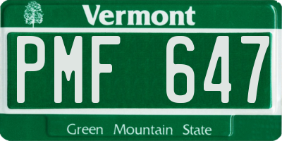 VT license plate PMF647