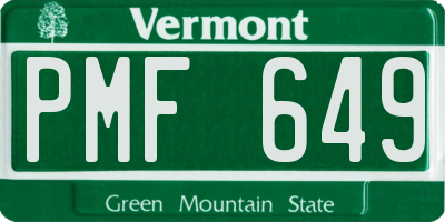 VT license plate PMF649