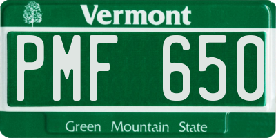 VT license plate PMF650