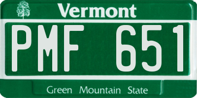 VT license plate PMF651