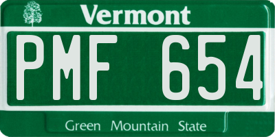 VT license plate PMF654