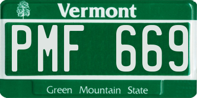 VT license plate PMF669
