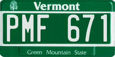 VT license plate PMF671