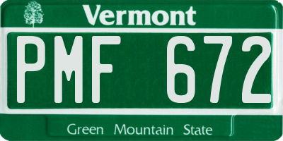 VT license plate PMF672