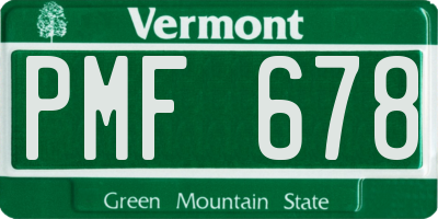 VT license plate PMF678