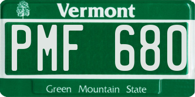 VT license plate PMF680