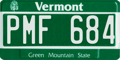 VT license plate PMF684