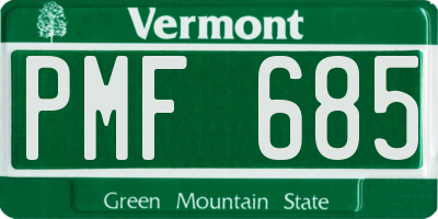 VT license plate PMF685