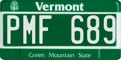 VT license plate PMF689