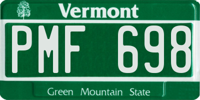 VT license plate PMF698