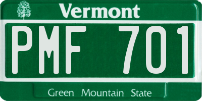VT license plate PMF701