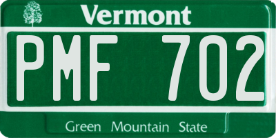 VT license plate PMF702