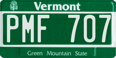 VT license plate PMF707