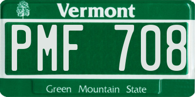 VT license plate PMF708