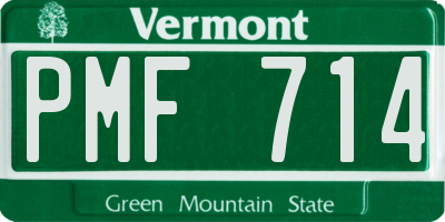 VT license plate PMF714