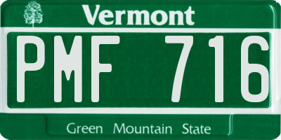 VT license plate PMF716
