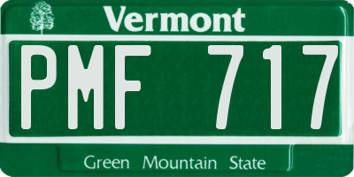 VT license plate PMF717