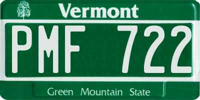 VT license plate PMF722
