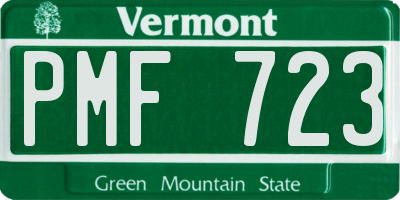 VT license plate PMF723