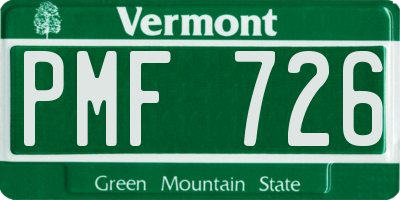 VT license plate PMF726