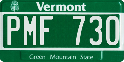 VT license plate PMF730