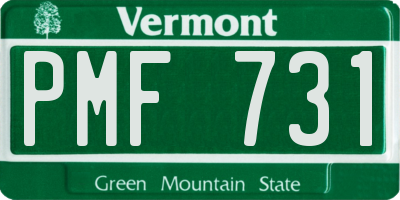 VT license plate PMF731